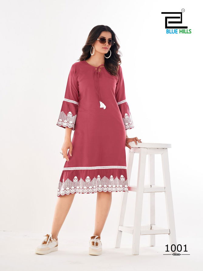 Wimbledon By Blue Hills Rayon Designer Kurtis Wholesale Price In Surat
